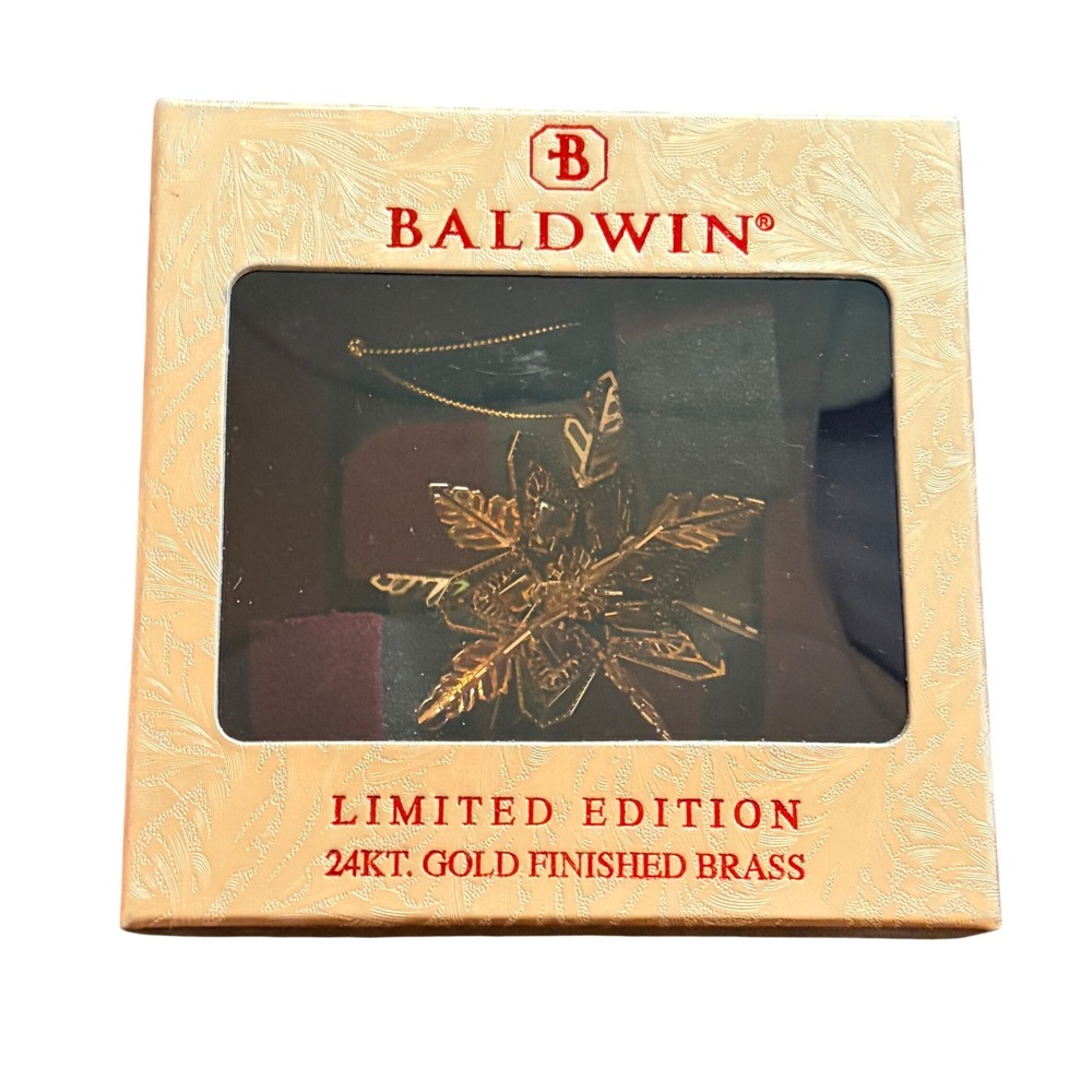 Baldwin 2007 Sparkling Snowflake Ornament 24kt Gold Finished Brass Christmas